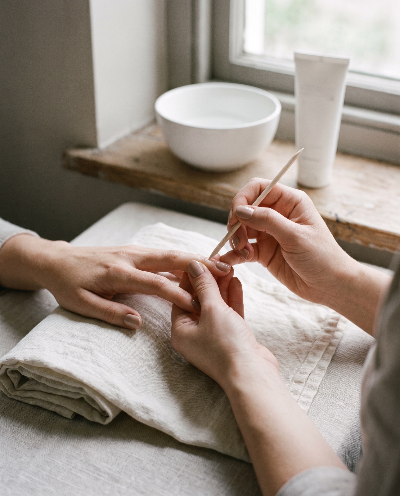 Dettaglio manicure, ambientazione provvisoria
